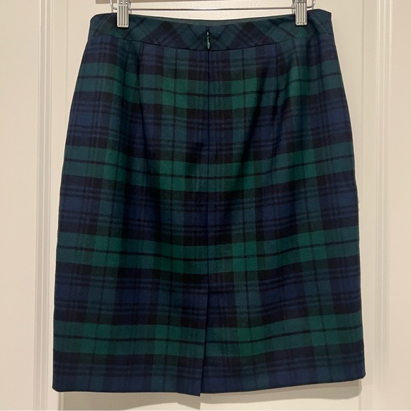 J. Crew Women's Wool Blend The Pencil Skirt in Navy & Green Tartan Plaid Sz. 4 - Picture 3 of 9
